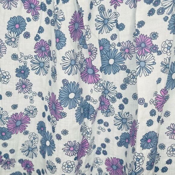 Modcloth Floral Prairie Doll Mini Dress Ruffle Shoulder Purple Blue L NWT - Picture 10 of 12